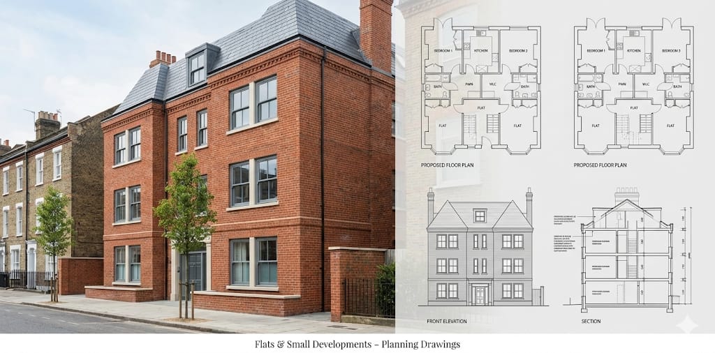 Flats and small developments planning drawings by WEDRAWPLANS