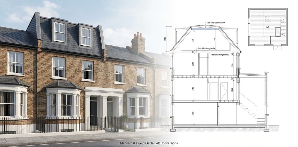 Mansard and hip to gable loft conversion drawings by WEDRAWPLANS