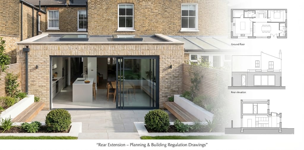 Rear extension planning and Building Regulation drawings by WEDRAWPLANS